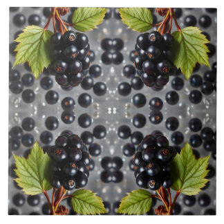Carreau Black Currants Berries & Green Leaf Pattern