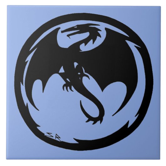 Carreau Black Dragon Bleu grande tuile (Devant)