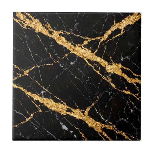 Carreau Black Gold Marble Luxe Pattern (Devant)