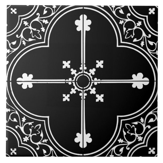 Carreau Black Gothic Clover Cross Vintage Antique (Devant)