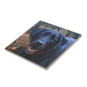Carreau Black Lab peinture fine d'art de chasser le chien (Côté)