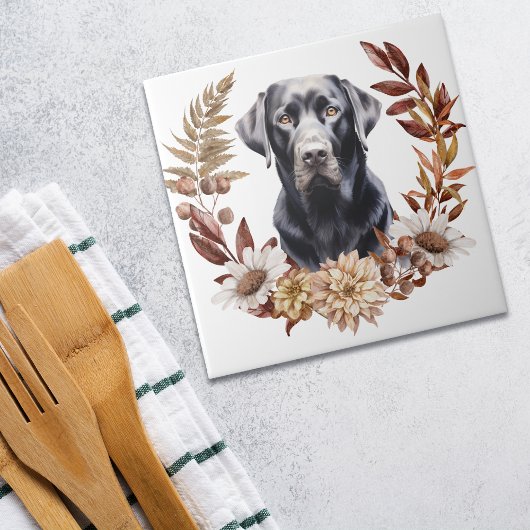 Carreau Black Labrador Retriever Dog Automne Wire