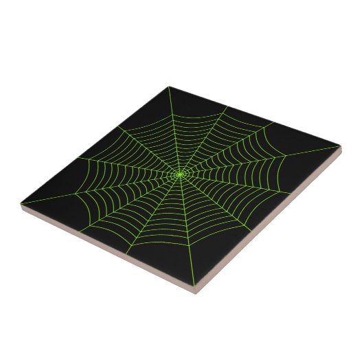 Carreau Black neon vert toile d'araignée Halloween motif (Côté)