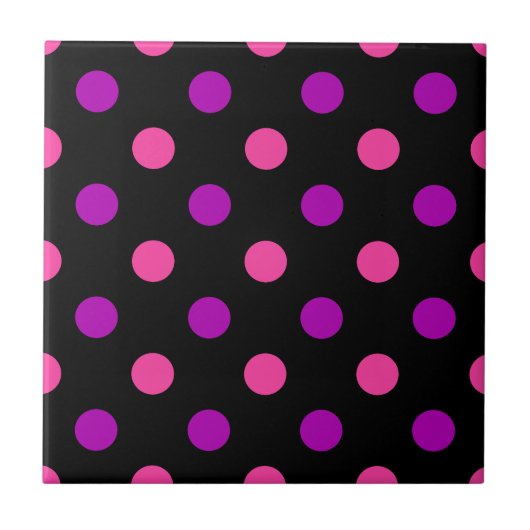 Carreau Black Purple Pink Polka Dots Pattern  (Devant)