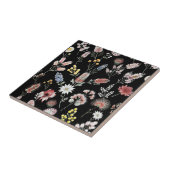 Carreau Black Romantic Moody Watercolor Wildflowers (Côté)