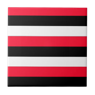 Carreau Black, white and red stripes