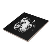 Carreau Black White Lion - Animal Pop Art (Côté)