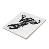 Carreau Black White Pop Art Motocross Motorcyle Sport (Côté)