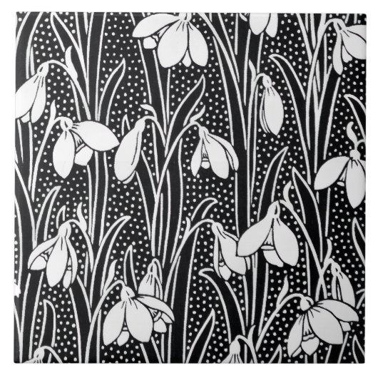 Carreau Black & White Snowdrop Pattern  (Devant)