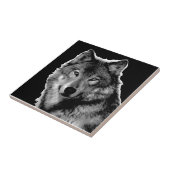 Carreau Black & White Wolf Eyes - Wild Animal Photography (Côté)