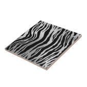 Carreau Black Zebra Stripes Poster de animal argent luxe (Côté)