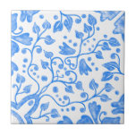 Carreau Blanc bleu Vintage original aquarelle unique<br><div class="desc">Belle aquarelle originale de haute qualité vintage motif céramique céramique carreaux bleu sur un arrière - plan blanc. Parfait pour un design d'intérieur de style frais.</div>