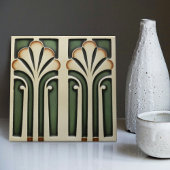 Carreau Blanc Calla Lily Style Abstrait Mi-Siècle