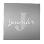 Carreau Blanc Cursive & Monogramme Gris | Couleurs Modifia (Devant)