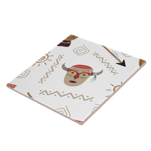 Carreau Blanc de masque amérindien (Côté)