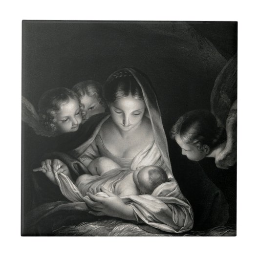 Carreau Blanc de noir d'anges de Vierge Marie de Jésus de (Devant)