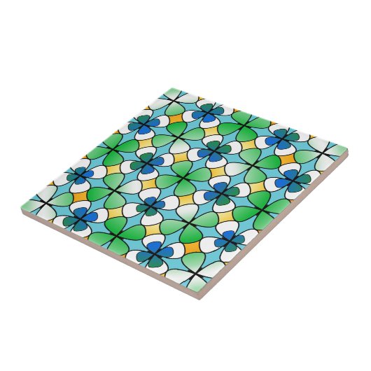 Carreau Blanc de vert bleu d'intérieur de double de trèfle (Côté)