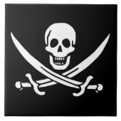 Carreau Blanc, Drapeau Pirate Calico Jack, Crâne & Cutlass (Devant)