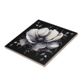 Carreau Blanc Élégant Floral Noir (Côté)