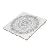 Carreau Blanc gris Floral Damask Mandala (Côté)