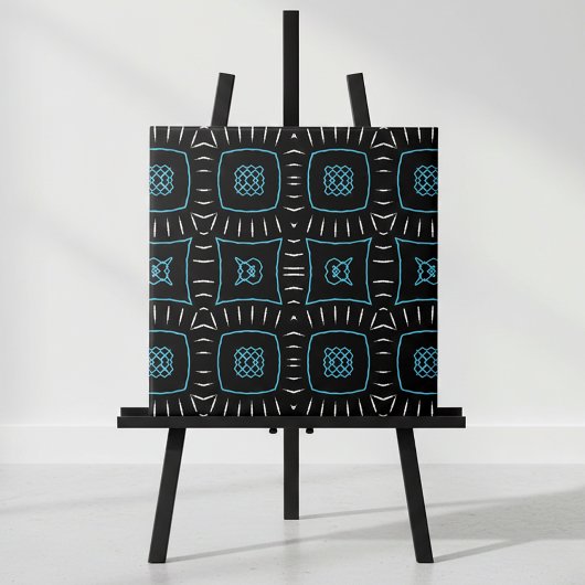Carreau Blanc noir et Turquoise Motif géométrique moderne