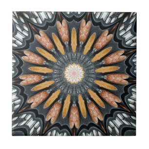 Carreau Blanc noir orange de kaléidoscope de mosaïque