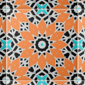 Carreau Blanc noir Turquoise Marocain Motifs géométriques