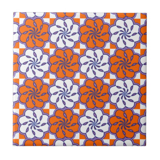 Carreau Blanc orange de rétro des années 1970 grand motif
