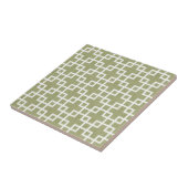 Carreau Blanc Retro Chic Carré Motif Sur Olive Green (Côté)