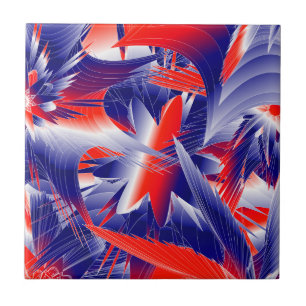 Carreau Blanc rouge Abstrait et bleu