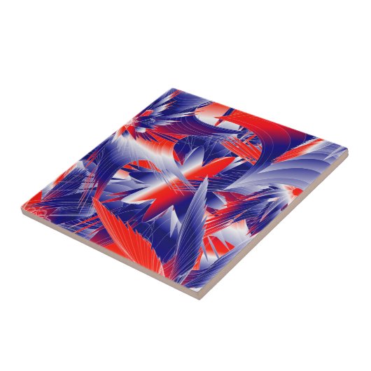 Carreau Blanc rouge Abstrait et bleu (Côté)