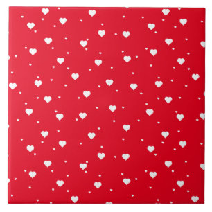 Carreau Blanc & Rouge Valentines Coeurs Motif