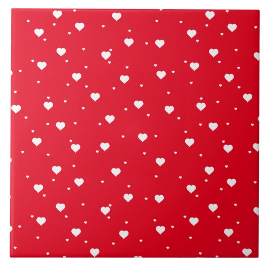 Carreau Blanc & Rouge Valentines Coeurs Motif (Devant)