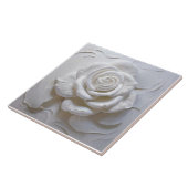 Carreau Blanc sur Blanc - Rose Sculptée (Côté)