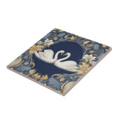 Carreau Blanc Swan Couple William Morris style Bleu foncé (Côté)