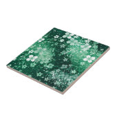 Carreau Blancs Trèfles Verts Chic & Points sur Fond Vert F (Côté)
