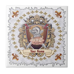 Carreau Blason de Chevalier Nom de Famille