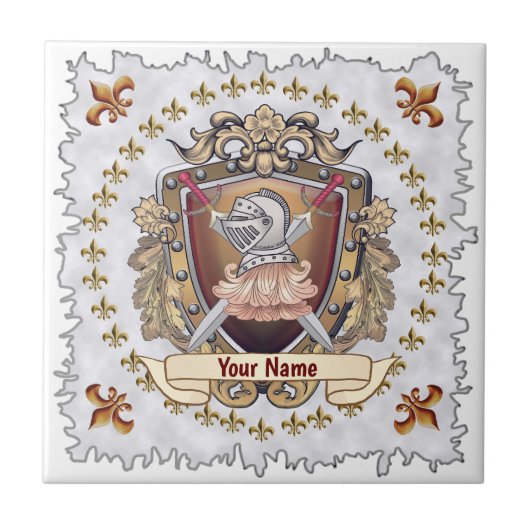 Carreau Blason de Chevalier Nom de Famille (Devant)