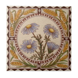 Carreau Blé d'or victorien de Repro Floral bleu de Cornfl