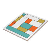 Carreau Bleu Aqua Orange Gold Mid Century Bloc de couleur (Côté)