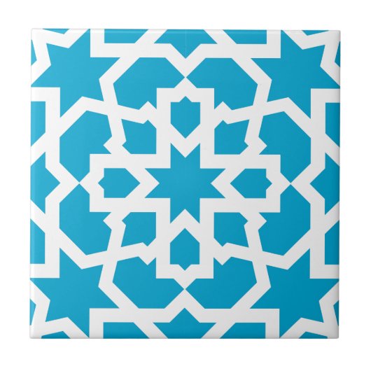 Carreau bleu arabesque marocaine et mosaïque (Devant)