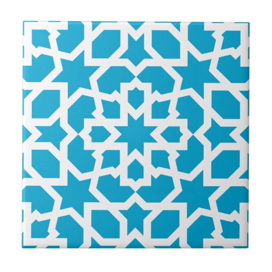 Carreau bleu arabesque marocaine et mosaïque (Devant)