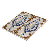 Carreau Bleu Blanc et Or gouttelettes d'eau Salle de bain (Côté)