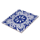 Carreau Bleu Blanc Méditerranéen Abstrait Floral (Côté)