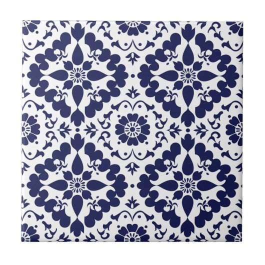 Carreau Bleu Blanc traditionnel symétrique simple Abstrait (Devant)