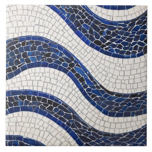 Carreau Bleu blanc Vague Motif 04 (Devant)