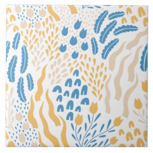 Carreau Bleu Bleu Bleu Méditerranéen Motif Floral Cute