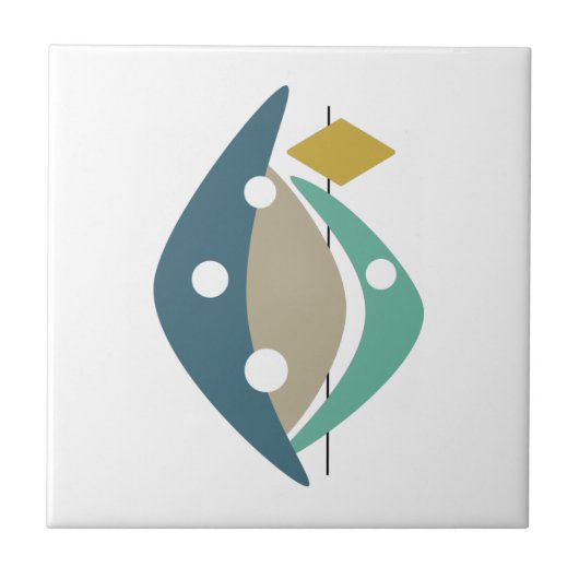 Carreau Bleu Boomerang Formes Mi-Siècle Moderne (Devant)