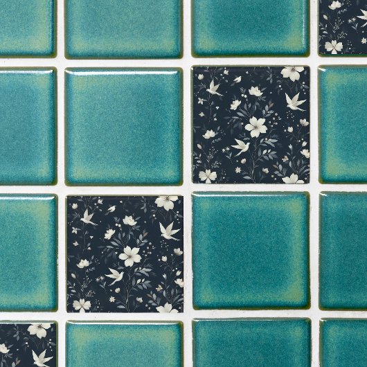 Carreau bleu botanique