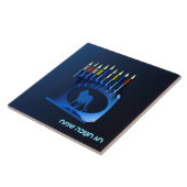 Carreau Bleu brillant Chanukkah Menorah (Côté)